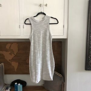 Gray fitted sweater dress